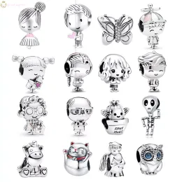 925 Minchações de charme de prata Dangle avó amp Grandfather Girl Series Bead para Pandora Charms Sterling Silver Mindeds