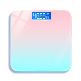 Körpergewichtskala 180 kg Gradienten rosa Farbe Badezimmer Boden Digital Skala Glas LED Smart Electronic Balance 230821
