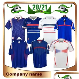 ヨガの衣装1998レトロバージョンフランスサッカージャージー96 98 02 04 06 Zidane Henry Maillot de Foot Shirt 2000 Home Trezeguet Football u dh6it