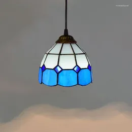 Lampy wiszące 15 cm kreatywne tiffany w kolorze szklanym salonie bar restauracyjny klub śródziemnomorski błękit mały szklanka kroplania