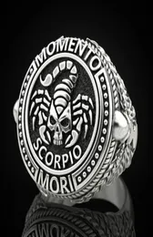 عتيقة رائعة نمط الشرير S925 أسود الفضة الفضية Scorpio Skull Poison Scorpion Ring للرجال هدية الزفاف مجوهرات Accessoires C8382607