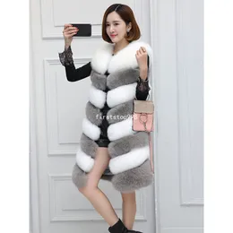 WOMEN Faux Fur Jacket New Arrival Colored Long Faux Fur Vest Women Sleeveless Fake Fur Coats Fur Gilet Fourrure