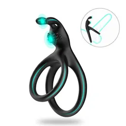 Massager 2 in Silicone Penis Ring Clitoris Stimulator Cock Ejaculation Delay Penisring Erection for Men Couples