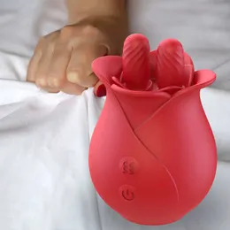 Massageador para mulheres, 10 modos, formato de rosa, automático, balançando a língua, vibrador, estimulador de clitóris e mamilo, masturbadores femininos