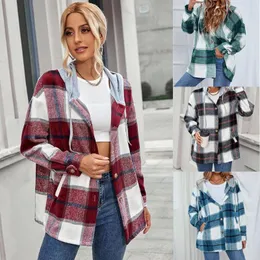 Women's Jackets Spring Autumn Long Sleeved Coat Women Fashion Plaid Jacket 2023 Casual Flannel Checkered Hoodies Overshirt Shirt For Female