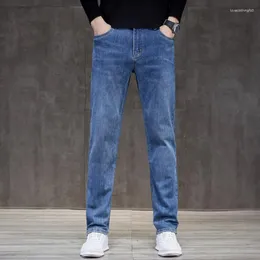 Men's Jeans 2023 Mens Autumn Fashion Men Casual Slim Fit Straight Medium Stretch Feet Skinny Blue Sell Male Trousers