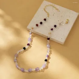 Choker Trendy Creative Irregular Purple Natural Stone Clavicle Chain Necklace Personality Fashion Simple Charm For Women Jewelry Gift