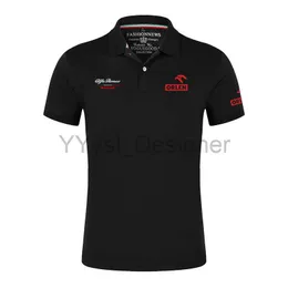 2023 Estate Nuova Alfa Romeo Stampa Moda Quick Dry Cotone Colletto con risvolto Manica corta Slim Fit Camicia popolare in tinta unita x0822