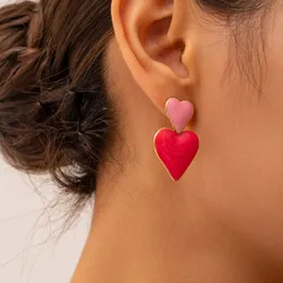 Stud Uworld Fashion Pink Romantic Tolkning Sweet Heart Drop rostfritt stål Charm smycken för kvinnor gåva aretes de mujer 230822