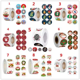 500Pcs/Roll Cartoon Merry Christmas Stickers Santa Glue Decorative Stickers for DIY Christmas Gifts Envelope Seals Cards Packages