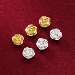 Lösa ädelstenar 1pc/parti 999 Pure Silver 3D Stereo Rose Pärlor Botten kinesisk Lucky Big Hole Bead -distanser Diy Unisex Blessing Jewelry Make