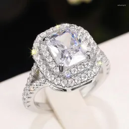 Eheringe Wunderschöne Frauen voller Bling Eceed Out Sparkling CZ Engagement Jubiläum Party Elegante weibliche Schmuckgeschenk