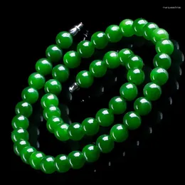Chains Green Jade Bead Necklace Talismans Fashion Accessories Beaded Gemstones Energy Gemstone Natural Amulet Jewelry Men Gift Charm