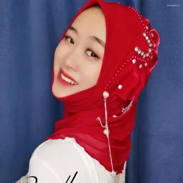 الملابس العرقية الفتيات الحلوات سهلة ارتداء شالس قبعات الحجاب المسلم