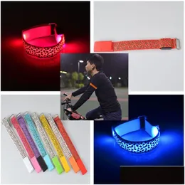 Party Decoration Leopard Hand Strap Wristband Led Reflective Light Shine Flash Glowing Luminous Armband Bracelets Wrist Holiday Biking Dhs5G