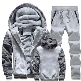 Men Racksuits Fleece Sports Jacket Snot Suits Pluxus de inverno Capuzes espessados ​​jaquetas casacos calças de traje casual 230821
