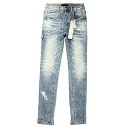 Designer jeans män kvinnor byxor lila ksubi high street retro målar spot slim fötter mikro elastiskt hål kli q2m3