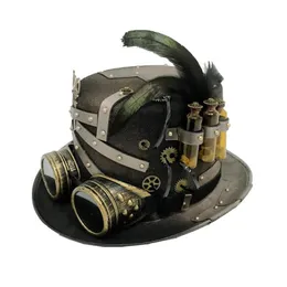 Erkek kadınlar el yapımı steampunk üst şapka sihirli bowling şapka punk cosplay fedora286b