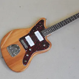 6 Strings Natural Wood Color Electric Guitar with P 90 Pickups Rosewood Fretboard Customizable