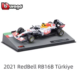 Diecast Model BBurago 1 43 Redbell RB16B 11 33 Turkiet Formel bil statisk die cast fordon Samlingsbara racingleksaker 230821
