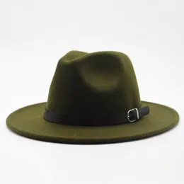 Szerokie grzbietowe czapki marka ozyc zima jesień imitacja wełniane kobiety mężczyźni panie fedoras top jazz hat europejski okrągłe czapki Bowler 230822
