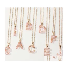 Anhänger Halsketten 26 anfängliche Buchstaben Halskette transparent rosa Acryl für Frauen Schmuck Drop Lieferung Anhänger Otakr otdky