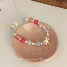 Strand Macaron Ceramic Starfish Breaded Breaded Bracelet para fêmea de verão pequeno crowds design dopamina amiga de mão corda fresca