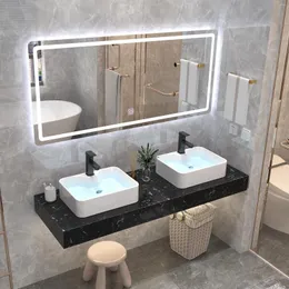 Badtillbehör Set Simple Marble Two Persons Wash Basin Combination Cabinet