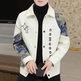 Men's Jackets Print Jacket Lapel Collar Long Sleeve Formal Groomman Sping Autumn Casual Coat 230822