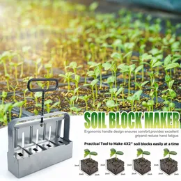 Other Garden Tools Stainless steel Handheld Seedling Soil Blocker 2Inch Block Maker for Prep 230821