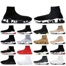 2023 Fashion Graffiti Women Mens Designer Sock Shoes Boots SPEED Trainer Black White Red Speeds 2.0 Clear Sole Runners Socks Designers Platform