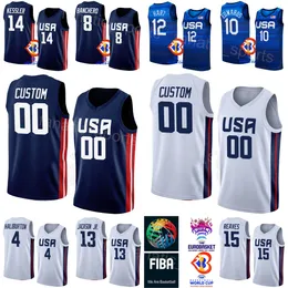 طباعة كرة السلة في الولايات المتحدة 4 تيريز هاليبورتون القميص 2023 كأس العالم 11 جالين برونسون 15 أوستن ريفز 9 بوبي بورتيس 5 ميكال بريدجز 10 أنتوني إدواردز 7 براندون إنجرام