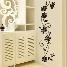 Wall Stickers Black Flower Vine Refrigerator Window Cupboard Home Decorations Diy Decals Art Mural Posters Decor 230822