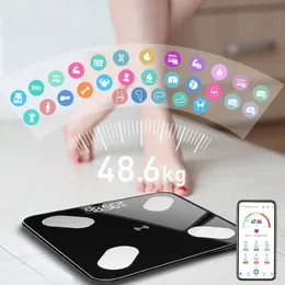 مقاييس وزن الجسم LED الحمام الرقمي المقياس اللاسلكي توازن Bluetooth App Android iOS FAT SMART BMI 230821