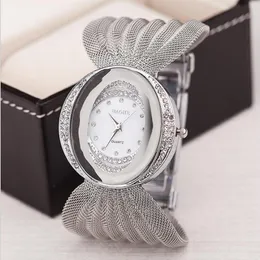 BAOHE Brand Arrival Luxurious Ladies Wristwatch Eliptical Dial Wide Silver Mesh Bracelet Watch Womens Fashion Watches Quartz Wrist288r