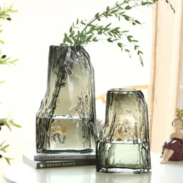 Vasen kreative spezielle Rockeryglas Vase Einfaches Wohnzimmer Dekoration Netz Rotwasserblütenanordnung Trockner
