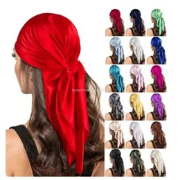 90*90 см с твердым цветом Satin Square Scarf Fashion Beach Women Wem Head Wrap Spring Summer Shawl Ladies Foulard Bandanna глушитель