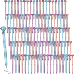 Ballpoint Pen 40pcs Diamond Ballpoint Pen czarny atrament Wysuwany kryształowe kojce klejnotowe dla dziewcząt dla kobiet impreza walentynkowa 230821