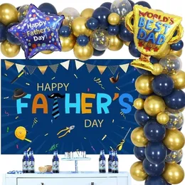 الحفلات الأخرى لحفلات الإمدادات Joymemo Happy Phathers Balloon Garland Arch Kit Backdrop Foil Dad Decorations 230821