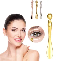 Massageador de corpo inteiro mini aço de aço ballceramic ocular massagem stick rollball olho massagem os olhos colher creme remover rugas e círculos escuros 230822