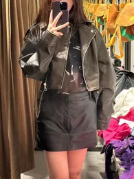 DHgate.com:Womens Faux Leather Biker Jacket, Vintage Moto