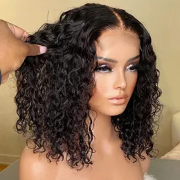 Divaswigs Bob Lace Wig Black Curly for Women Deep Water Curly Wave Human Hair Wigs 100% Remy Natural Hair Short Closure T 부품 가발 착용 및 판매용 저렴한 가격