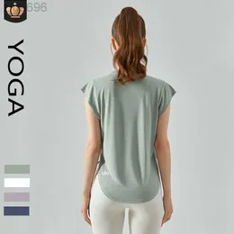 Desginer Aloo Yoga t Shirt Top Women's Loose Body Covering and Slimming Fitness Exercise Short-sleeved CasuAloo Sweat-absorbing Quick-drying Suit Blouse