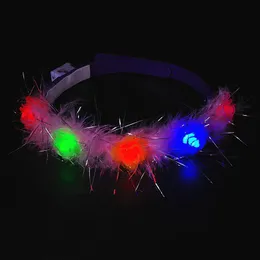 Decorative Flowers Wreaths Colorf Led Flashing Flower Headband Light-Up Floral Garland Wreath Kids Adts Headwear Glow Party Supplies Dhjma