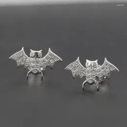 Stud Earrings 925 Sterling Silver Women With Clear CZ Stylish Bat Animal For Fine Jewelry