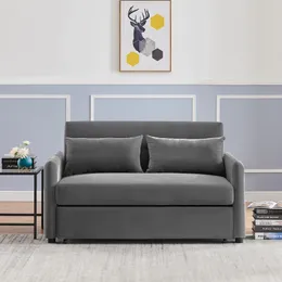 Leisure Loveseat Sofa for Living Room with 2 pillows,Dark gray