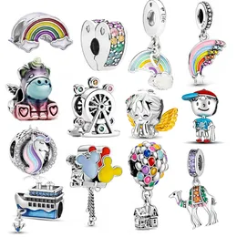 925 Silver Fit Pandora Charme Neue Originalfarbe Regenbogen Ballon Perlen Mode Charms Set Anhänger DIY Fine Perlen Schmuck, ein besonderes Geschenk für Frauen