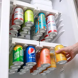 Food Storage Organization Sets Beer Soda Can Storage Rack Refrigerator Slide Under Shelf For Soda Can Beverage Organizer Kitchen Double-row Container Fridge 230821