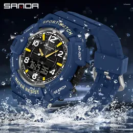 WRISTWATCHES SANAD MARKA MASA MĘŻCZYZNA ZWYCIĘĆ ZWYCIĘĆ KWARTZ Cyfrowe wojskowe 50 m Waterproof Waterproof Calendar Na rękawe g styl renogio Masculino 3101