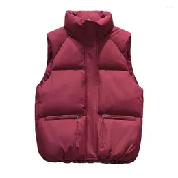 Женские жилеты Zxryxgs Jacket Cotton Vest 2023 Осенний зимний корейский утолщенный стойкий воротник теплый рукавочный пальто